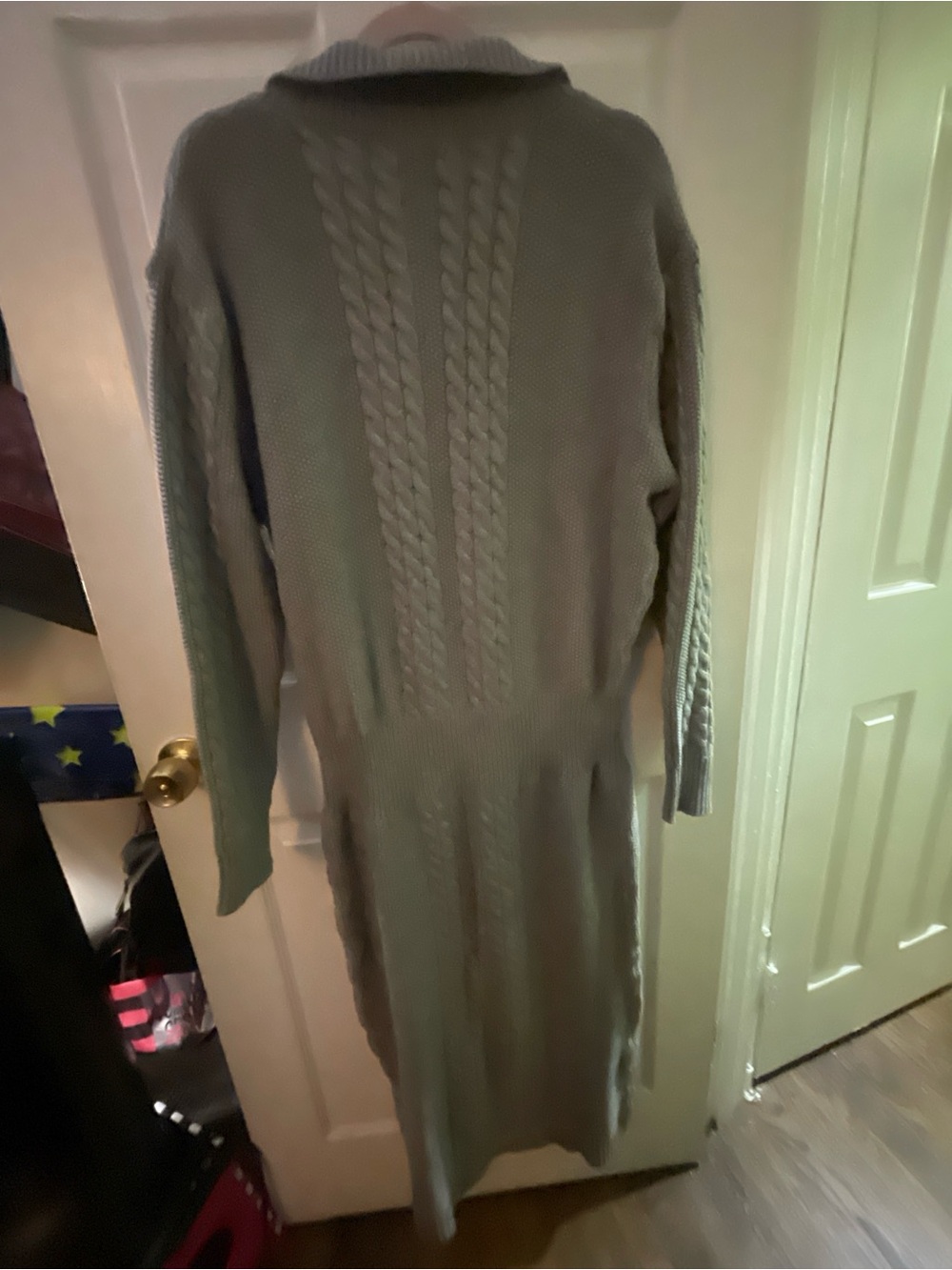 Fashion Nova Grey Cable-Knit Long Sleeve Sweater Dress - Picture 2 of 3